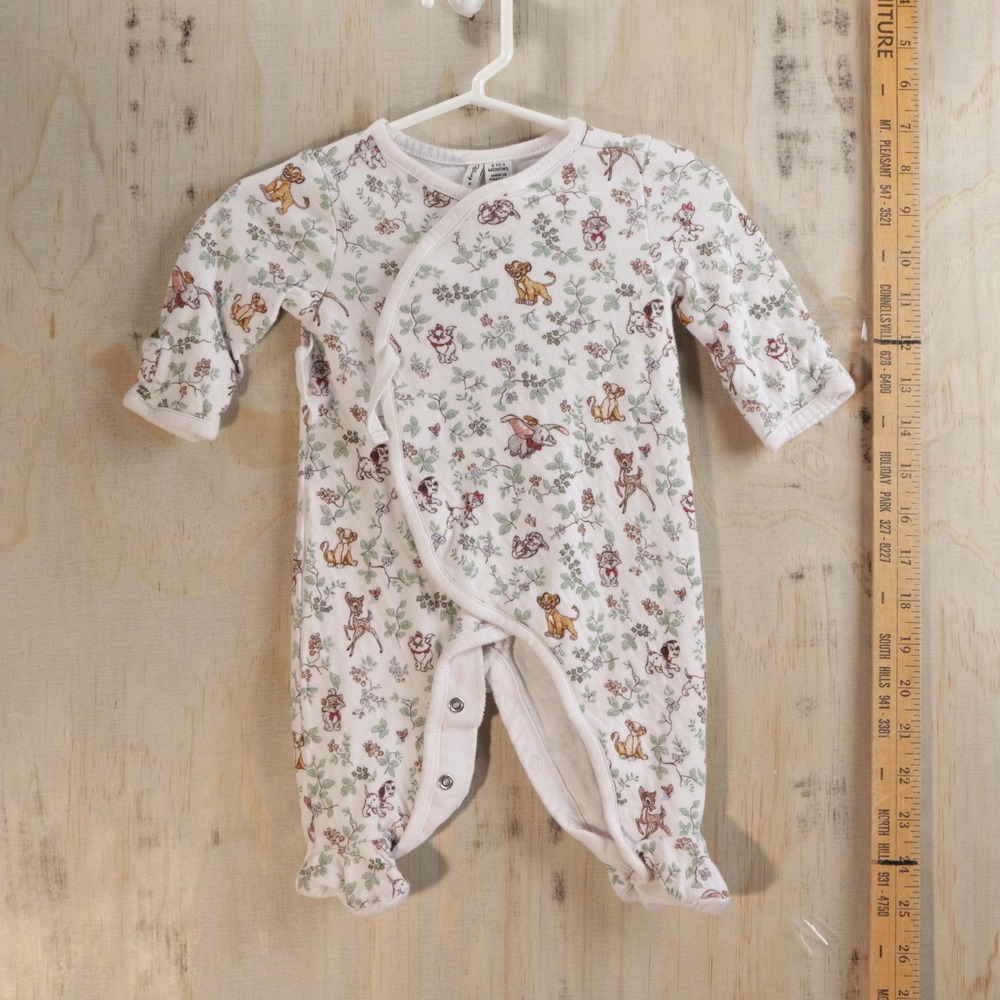 Disney Baby Kimono Footed Sleeper Simba Dumbo Bambi Marie 0-3 Months Cream